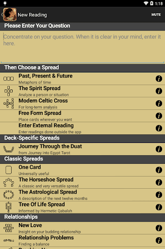 Screenshot of The Journey into Egypt Tarot