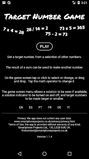 Android application Target Number Game (Maths) screenshort