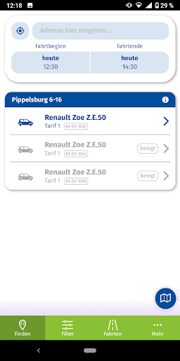 EVI e-carsharing Screen 2