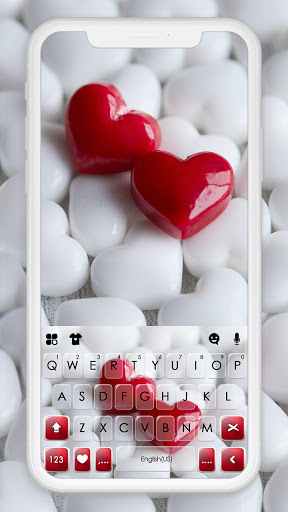 Android application Red 3D Hearts Theme screenshort