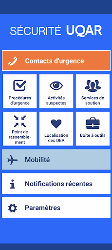 Android application Sécurité UQAR screenshort