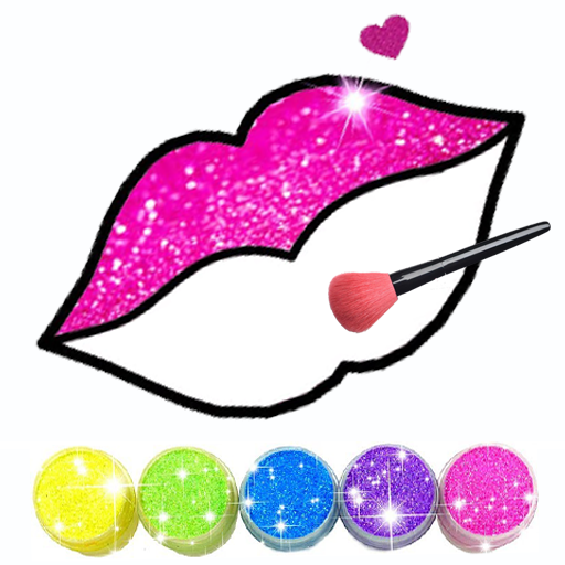 Download Glitter Lips with Makeup Brush Set coloring Game APK
