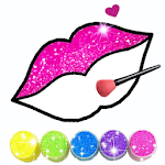 Glitter Lips with Makeup Brush Set coloring Game Apk