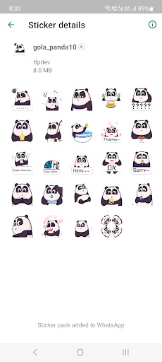 Android application Animated Cute Panda WASticker screenshort