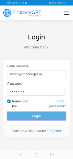 FinanceGPT Screen 2