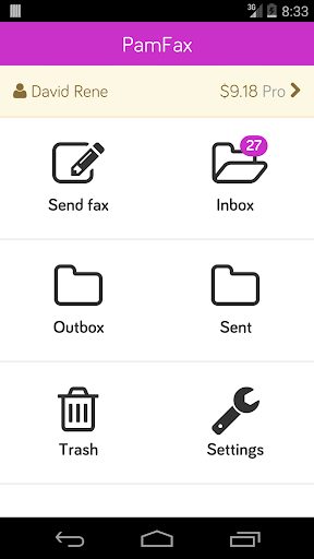 Android application PamFax – Send and receive faxe screenshort