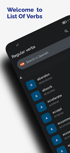 Android application List Of Verbs: English-Spanish screenshort