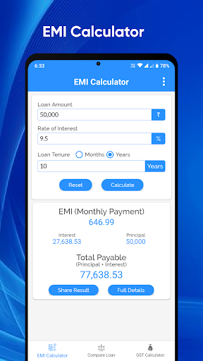 Android application Loan Calculator: EMI, GST, Int screenshort
