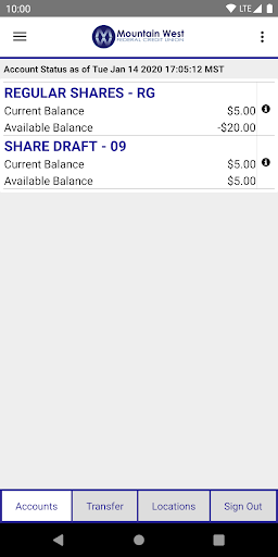 Mountain West FCU Mobile Screen 2