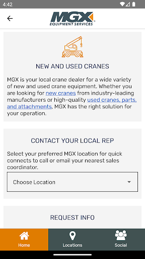 MGX Equipment Services Screen 2