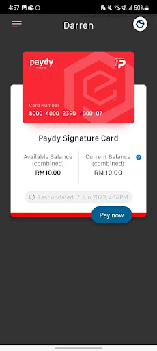 Android application Paydy screenshort