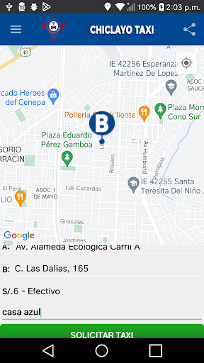 Android application Chiclayo Taxi screenshort