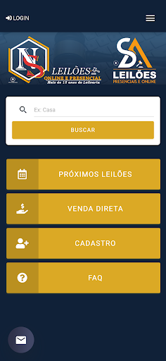 Android application NS Leilões screenshort