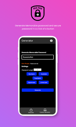 MemPass - Password Generator Screen 2