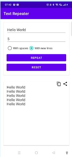 Android application Text Repeater screenshort