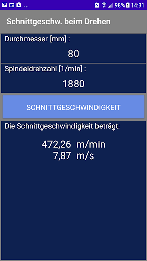 Schnittgeschwind. beim Drehen Screen 2