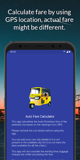 Android application Auto Rickshaw Fare Calculator screenshort