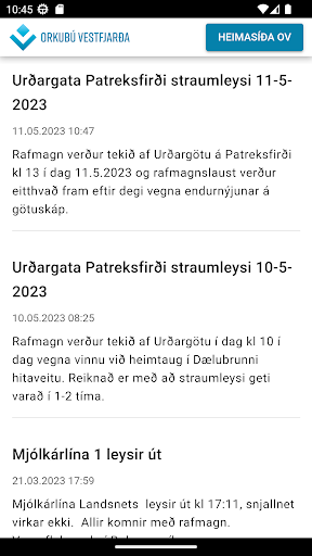 Android application OV Tilkynningar screenshort