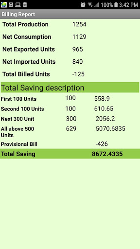 Solar home plant saving calcul Screen 3