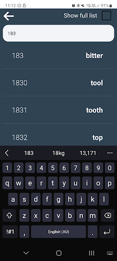 BIP39 Wordlist Screen 2