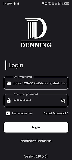 Android application Denning Student Portal screenshort