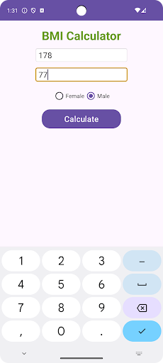 BMI Calculate - Ideal Weight Screen 2