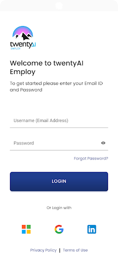 Android application twentyAI Employ screenshort