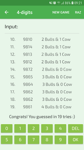 Bulls and Cows Pro Screen 3