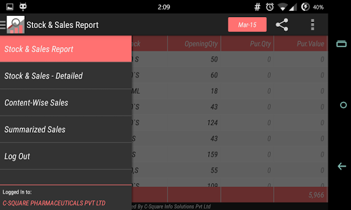 Stock And Sales Screen 3