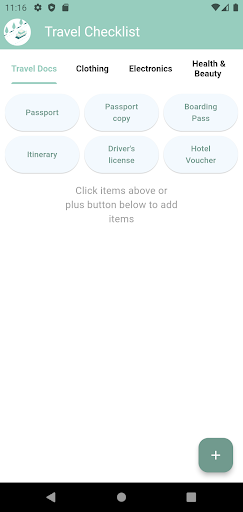 Android application Travel Checklist screenshort