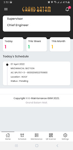 E-Maintenance Grand Batam Mall Screen 2