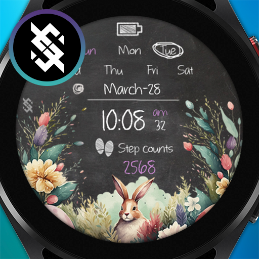 BFF18- Easter Bunny and Flower logo