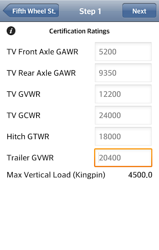 RV Weight Safety Report - FWS Screen 3