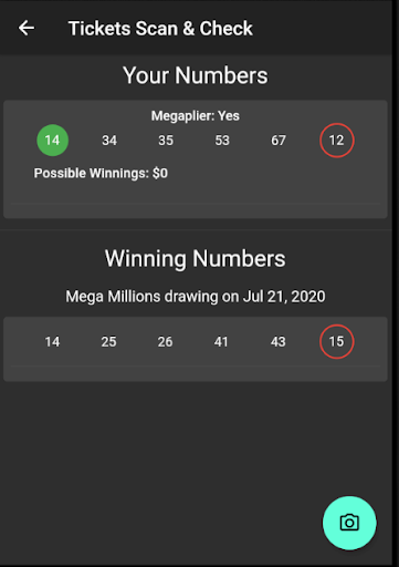 Lottery Scan Powerball & Mega Screen 3
