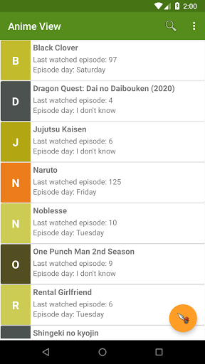 Android application Anime View screenshort