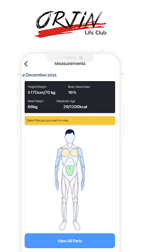 Android application Orjin Fitness screenshort