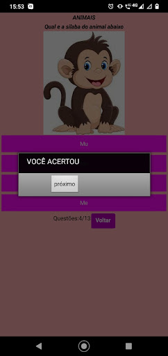 QUIZZ SÍLABAS DOS ANIMAIS Screen 3