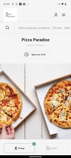 Android application Pizza Paradise screenshort