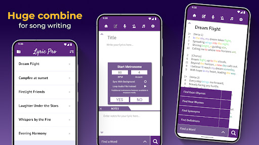 Screenshot of Lyrics Notepad - Song Writing