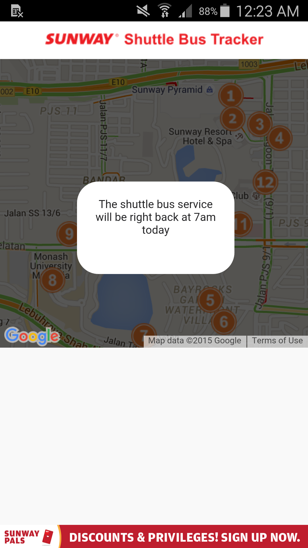 Android application Sunway Shuttle Bus Tracker screenshort
