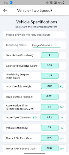 EVnergyCalcPro Screen 2
