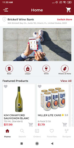 Android application Brickell Wine Bank screenshort