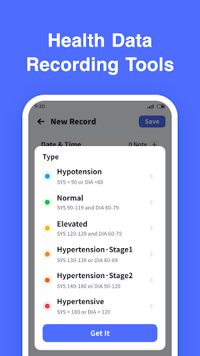 Android application BP Tracker App screenshort