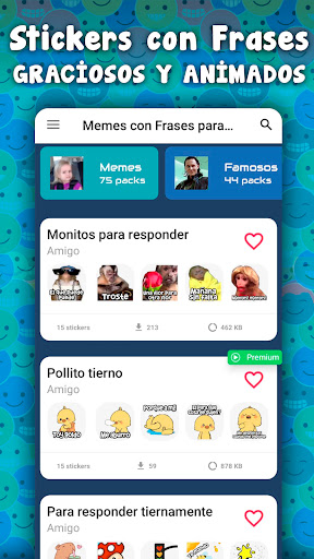 Android application Stickers graciosos para WhatsA screenshort