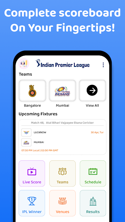 IPL 2024 Live score - 1.1 - (Android)
