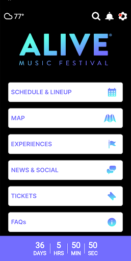 Android application Alive Music Festival screenshort