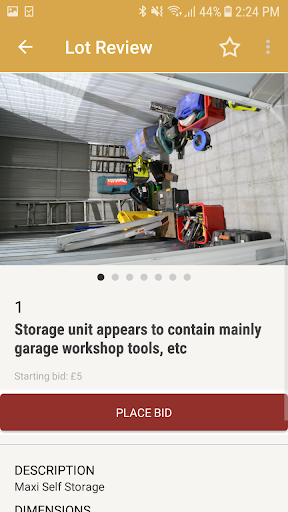 Storage Bidder Screen 3