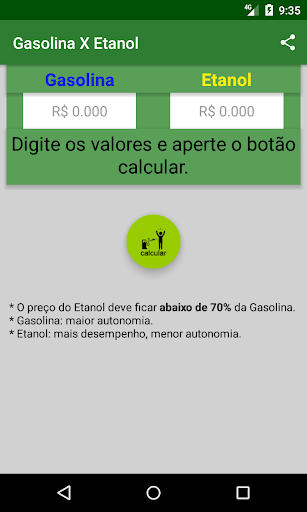 Android application Gasolina ou Etanol screenshort
