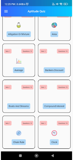 Android application Aptitude Quiz screenshort