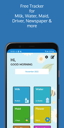 Android application Milk Maid Water Flower Tracker screenshort